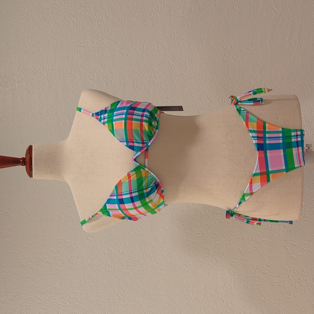 NWT Rainbow Plaid Bikini Set